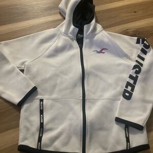 Hollister Hoodie Mens Small White California Seagull Embroidered Jacket Logo